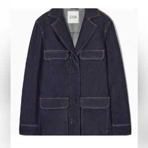 Cos dark blue denim utility blazer jacket